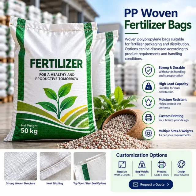 Woven polypropylene sack suitable for fertilizer packaging and distribution