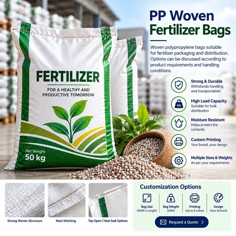 Woven polypropylene sack suitable for fertilizer packaging and distribution