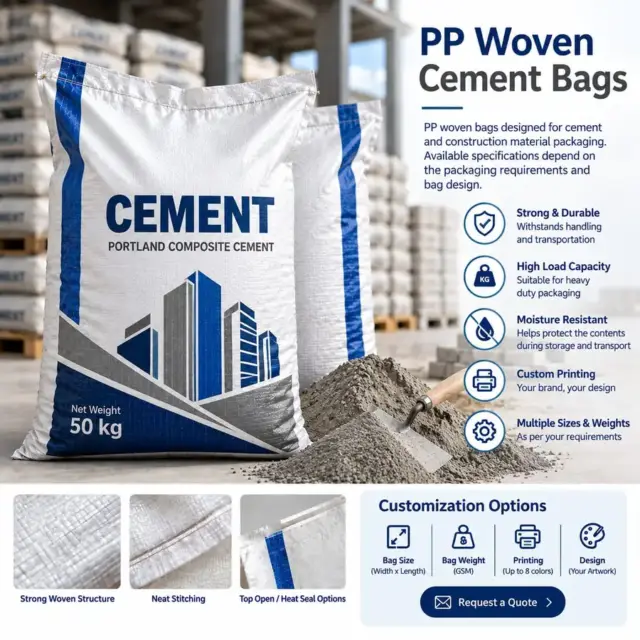 Heavy-duty PP woven cement bag for safe transport of construction materials