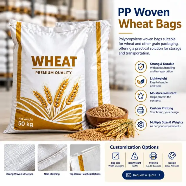 Polypropylene woven bag for agricultural wheat and grain storage